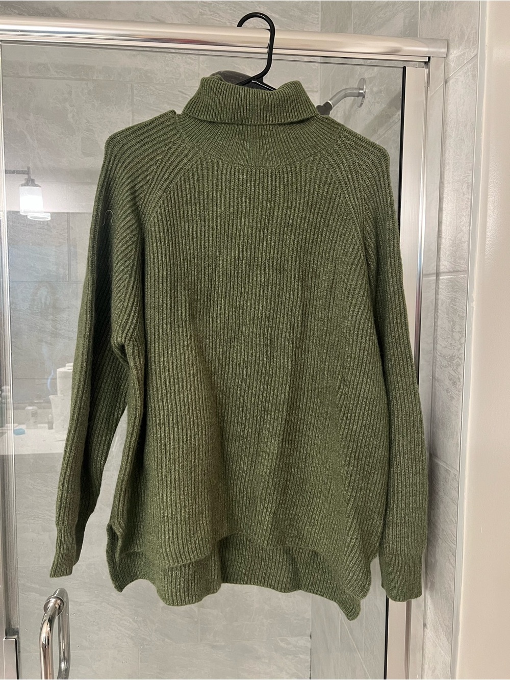 Pink Lily Olive Ribbed Turtleneck Sweater